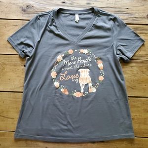 Pit Bull Dog Lover Women's Bella Gray V neck T-shirt Medium
